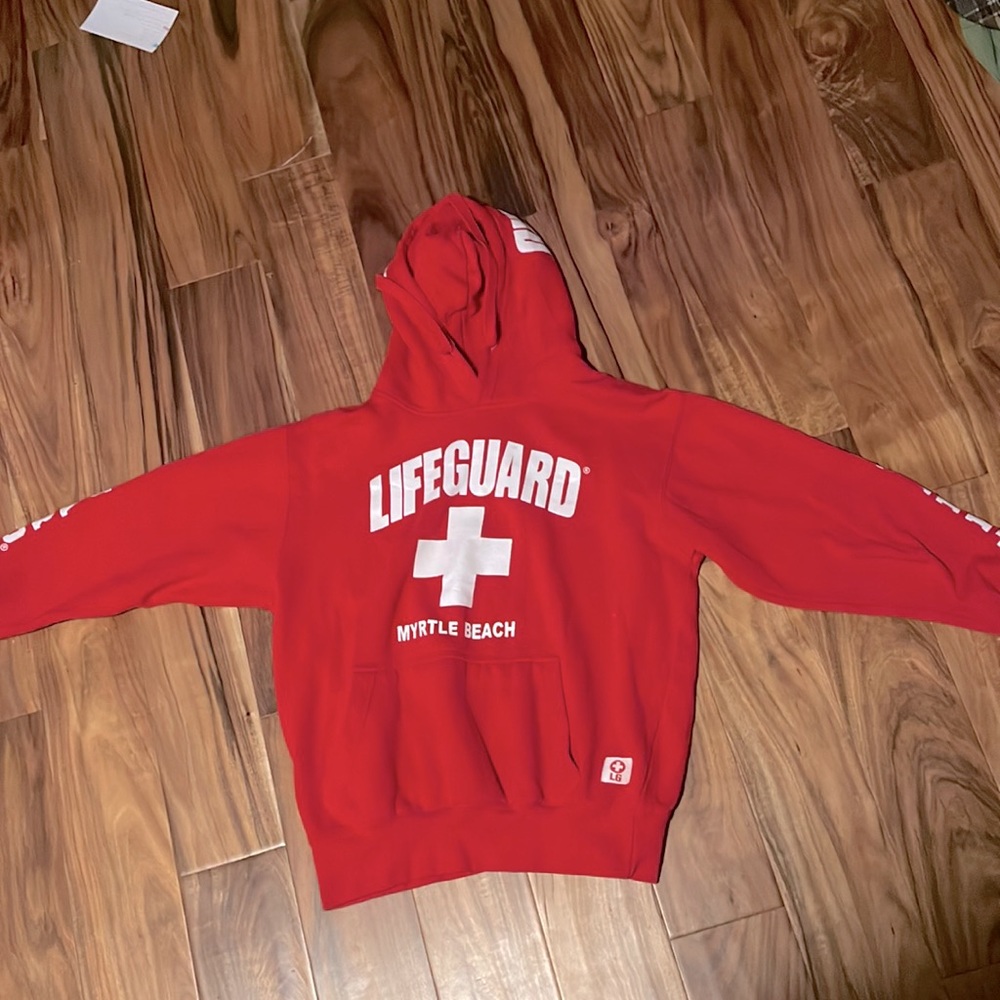 Red lifeguard sweatshirt